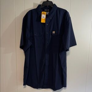 Carhartt force Navy Short Sleeve Button-Front shirt new size 2XLT